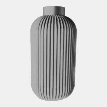 Vaso Decorativo - Modelo Alto Ribbed - Cinza-escuro