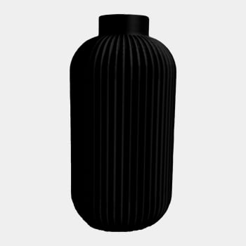 Vaso Decorativo - Modelo Alto Ribbed - Preto