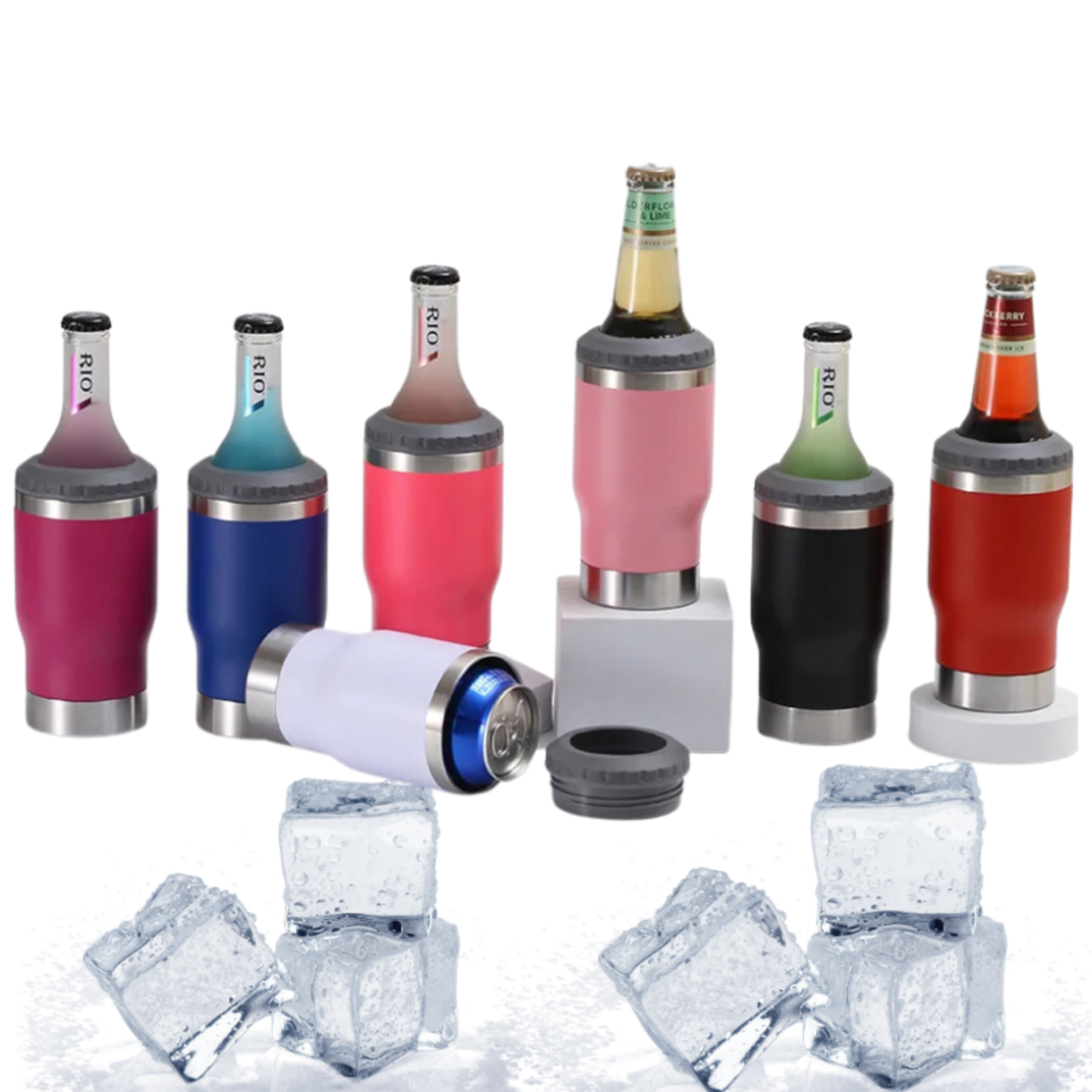 Copo Térmico Porta Long Neck lt Isolamento Vácuo Inox 2 Em 1