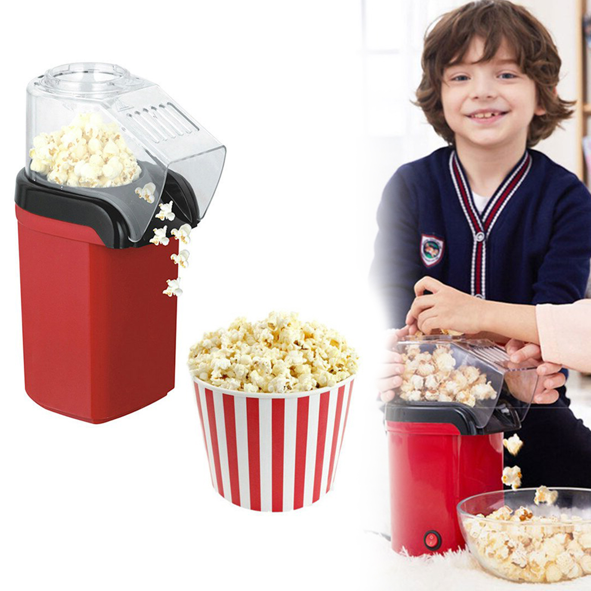 Pipoqueira Ele Ar Quente Vermelha 1200W 220v Maquina Pipoca